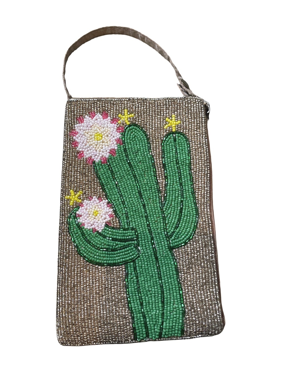 Bamboo Trading Co. Beaded Cactus Crossbody Club Bag Phone Purse Western Desert